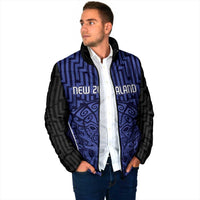 Custom Basketball New Zealand Padded Jacket Blue Maori Ta Moko Indigenous LT9 - Polynesian Pride