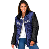 Custom Basketball New Zealand Padded Jacket Blue Maori Ta Moko Indigenous LT9 - Polynesian Pride