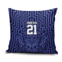 Custom Basketball New Zealand Pillow Cover Blue Maori Ta Moko Indigenous - Polynesian Pride