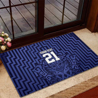 Custom Basketball New Zealand Rubber Doormat Blue Maori Ta Moko Indigenous - Polynesian Pride