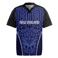 Custom Basketball New Zealand Rugby Jersey Blue Maori Ta Moko Indigenous - Polynesian Pride