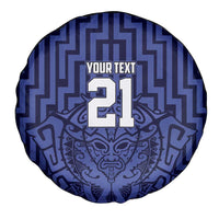 Custom Basketball New Zealand Spare Tire Cover Blue Maori Ta Moko Indigenous - Polynesian Pride