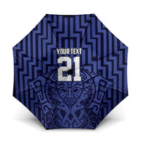 Custom Basketball New Zealand Umbrella Blue Maori Ta Moko Indigenous - Polynesian Pride