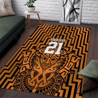 Custom Basketball New Zealand Area Rug Gold Maori Ta Moko Indigenous - Polynesian Pride