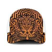 Basketball New Zealand Baseball Net Cap Gold Maori Ta Moko Indigenous - Polynesian Pride
