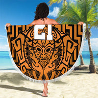Custom Basketball New Zealand Beach Blanket Gold Maori Ta Moko Indigenous - Polynesian Pride