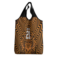 Custom Basketball New Zealand Grocery Bag Gold Maori Ta Moko Indigenous - Polynesian Pride