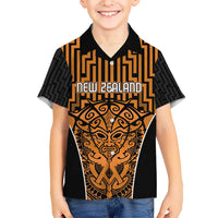 Custom Basketball New Zealand Hawaiian Shirt Gold Maori Ta Moko Indigenous LT9 - Polynesian Pride