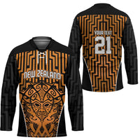 Custom Basketball New Zealand Hockey Jersey Gold Maori Ta Moko Indigenous - Polynesian Pride