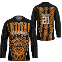 Custom Basketball New Zealand Hockey Jersey Gold Maori Ta Moko Indigenous - Polynesian Pride