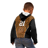Custom Basketball New Zealand Kid Hoodie Gold Maori Ta Moko Indigenous - Polynesian Pride