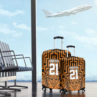 Custom Basketball New Zealand Luggage Cover Gold Maori Ta Moko Indigenous - Polynesian Pride
