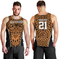 Custom Basketball New Zealand Men Tank Top Gold Maori Ta Moko Indigenous - Polynesian Pride