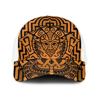 Basketball New Zealand Mesh Trucker Cap Gold Maori Ta Moko Indigenous - Polynesian Pride