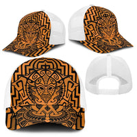 Basketball New Zealand Mesh Trucker Cap Gold Maori Ta Moko Indigenous - Polynesian Pride