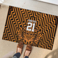Custom Basketball New Zealand Rubber Doormat Gold Maori Ta Moko Indigenous - Polynesian Pride