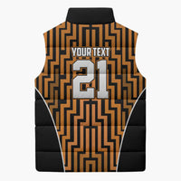 Custom Basketball New Zealand Sleeveless Puffer Jacket Gold Maori Ta Moko Indigenous - Polynesian Pride