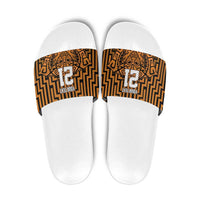 Custom Basketball New Zealand Slide Sandals Gold Maori Ta Moko Indigenous - Polynesian Pride