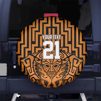 Custom Basketball New Zealand Spare Tire Cover Gold Maori Ta Moko Indigenous - Polynesian Pride