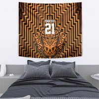 Custom Basketball New Zealand Tapestry Gold Maori Ta Moko Indigenous - Polynesian Pride