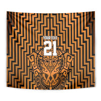 Custom Basketball New Zealand Tapestry Gold Maori Ta Moko Indigenous - Polynesian Pride