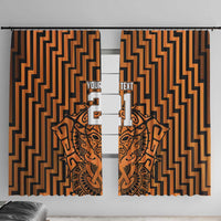 Custom Basketball New Zealand Window Curtain Gold Maori Ta Moko Indigenous - Polynesian Pride