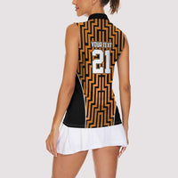 Custom Basketball New Zealand Women Sleeveless Polo Shirt Gold Maori Ta Moko Indigenous - Polynesian Pride