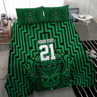 Custom Basketball New Zealand Bedding Set Green Maori Ta Moko Indigenous - Polynesian Pride