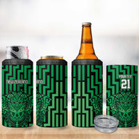 Custom Basketball New Zealand 4 in 1 Can Cooler Tumbler Green Maori Ta Moko Indigenous - Polynesian Pride