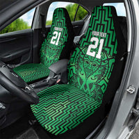 Custom Basketball New Zealand Car Seat Cover Green Maori Ta Moko Indigenous - Polynesian Pride
