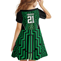 Custom Basketball New Zealand Family Matching Short Sleeve Bodycon Dress and Hawaiian Shirt Green Maori Ta Moko Indigenous - Polynesian Pride