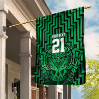 Custom Basketball New Zealand Garden Flag Green Maori Ta Moko Indigenous - Polynesian Pride