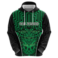 Custom Basketball New Zealand Hoodie Green Maori Ta Moko Indigenous - Polynesian Pride