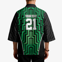Custom Basketball New Zealand Kimono Green Maori Ta Moko Indigenous - Polynesian Pride