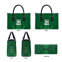 Custom Basketball New Zealand Leather Bag Green Maori Ta Moko Indigenous - Polynesian Pride