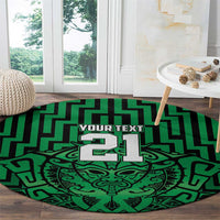 Custom Basketball New Zealand Round Carpet Green Maori Ta Moko Indigenous - Polynesian Pride