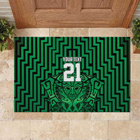 Custom Basketball New Zealand Rubber Doormat Green Maori Ta Moko Indigenous - Polynesian Pride