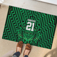 Custom Basketball New Zealand Rubber Doormat Green Maori Ta Moko Indigenous - Polynesian Pride