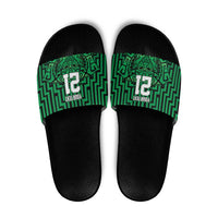 Custom Basketball New Zealand Slide Sandals Green Maori Ta Moko Indigenous - Polynesian Pride