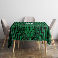 Custom Basketball New Zealand Tablecloth Green Maori Ta Moko Indigenous - Polynesian Pride
