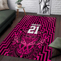 Custom Basketball New Zealand Area Rug Pink Maori Ta Moko Indigenous - Polynesian Pride