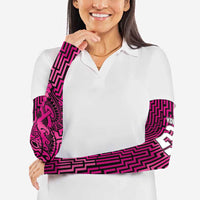 Custom Basketball New Zealand Arm Sleeves Pink Maori Ta Moko Indigenous - Polynesian Pride