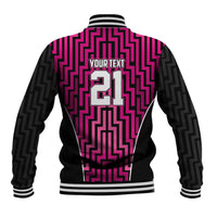 Custom Basketball New Zealand Baseball Jacket Pink Maori Ta Moko Indigenous LT9 - Polynesian Pride