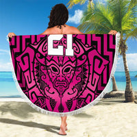 Custom Basketball New Zealand Beach Blanket Pink Maori Ta Moko Indigenous - Polynesian Pride