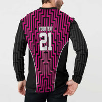 Custom Basketball New Zealand Button Sweatshirt Pink Maori Ta Moko Indigenous LT9 - Polynesian Pride
