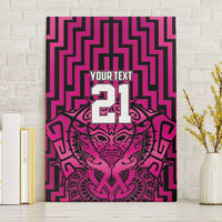 Custom Basketball New Zealand Canvas Wall Art Pink Maori Ta Moko Indigenous - Polynesian Pride