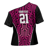 Custom Basketball New Zealand Cross Shoulder Shirt Pink Maori Ta Moko Indigenous - Polynesian Pride