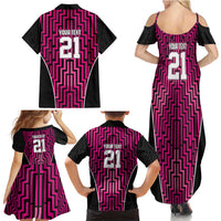 Custom Basketball New Zealand Family Matching Summer Maxi Dress and Hawaiian Shirt Pink Maori Ta Moko Indigenous - Polynesian Pride