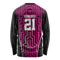 Custom Basketball New Zealand Long Sleeve Shirt Pink Maori Ta Moko Indigenous LT9 - Polynesian Pride