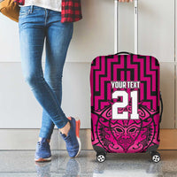 Custom Basketball New Zealand Luggage Cover Pink Maori Ta Moko Indigenous - Polynesian Pride